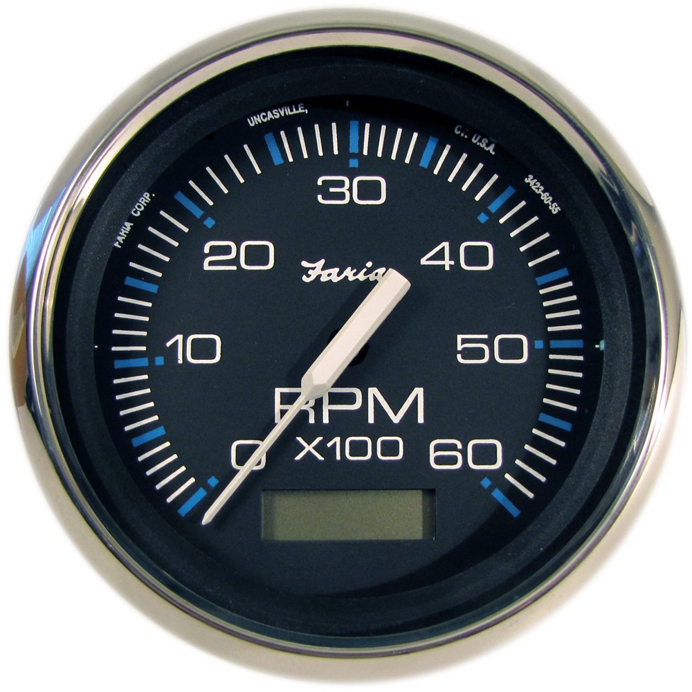 Faria Chesapeake Black 4 Tachometer w/Hourmeter - 6000 RPM (Gas) (Inboard) Faria Chesapeake Black 4 Tachometer w/Hourmeter - 6000 RPM (Gas) (Inboard)